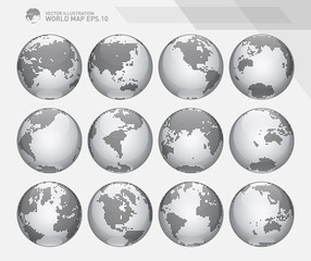 Obraz premium Globes showing earth with all continents. Dotted world globe vector.