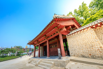 Gate of Jongmyo Shrine at summer on Jun 17, 2017 in Seoul, Korea