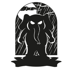Elephant. Character. Came suddenly. Big collection of isolated elephants. Vector, cartoon. 