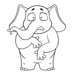 Elephant. Character. Surprised. He is surprised. Wow. Big collection of isolated elephants. Vector, cartoon