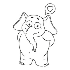 Big collection vector cartoon characters of elephants on an isolated background. He is in love, he has a big heart