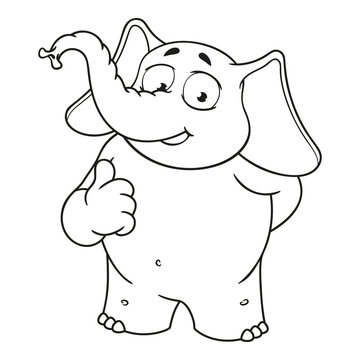 Elephant. Character. He raised a finger, like. Big collection of isolated elephants. Vector, cartoon
