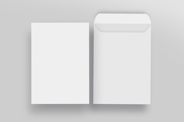 White envelope C4 two sides, presentation mock up, isolated background - obrazy, fototapety, plakaty