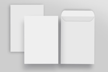 White envelope and letterhead presentation mock-up, isolated background