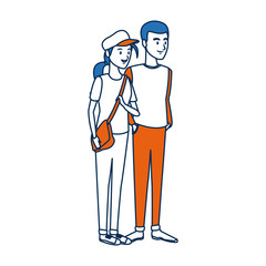 couple students girl and guy character standing