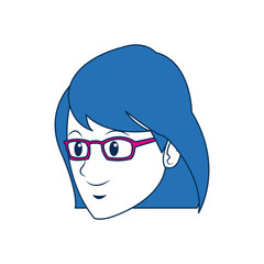 girl student face cartoon people head