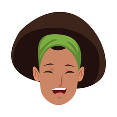 young woman laughing face pretty with closed eyes