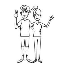 young happy couple parent or couple gesturing with blissful smile