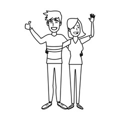 young happy couple parent or couple gesturing with blissful smile