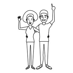 young happy couple parent or couple gesturing with blissful smile