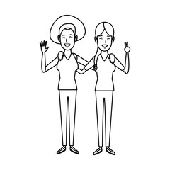 beautiful happy hugging two girls casual clothes