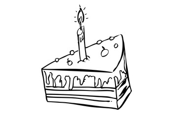 Hand Draw Sketch of Birthday Cake