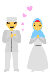 Bride Couple Muslim and Muslimah (Islam People) 