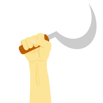 Illustration for Criminal, Hand Holding Clurit (Madura, Indonesia Traditional Weapon)