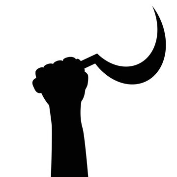 Illustration for Criminal, Hand Holding Clurit (Madura, Indonesia Traditional Weapon)