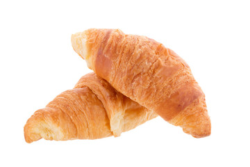 Freshly baked croissants isolated on a white background