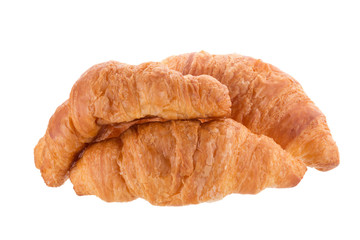 Freshly baked croissants isolated on a white background