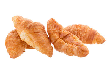 Freshly baked croissants isolated on a white background