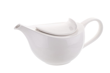 White porcelain teapot isolated on white background