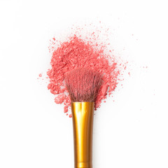 Makeup brush with eye shadow/blush powder