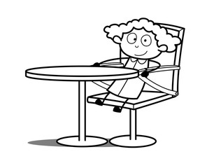 Happy Cartoon Girl Sitting on Chair