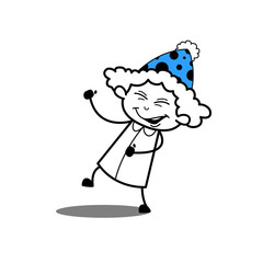 Funny Cartoon Girl Dancing in Birthday Party