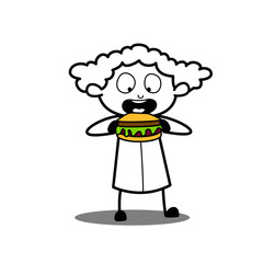 Cartoon Girl Eating Burger
