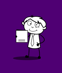 Cartoon Employee Showing a Document