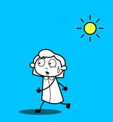 Cartoon Girl Running in Summer