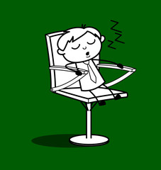 Cartoon Employee Sleeping on Chair