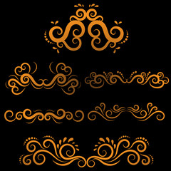 Golden luxury Vintage frames and scroll elements 4