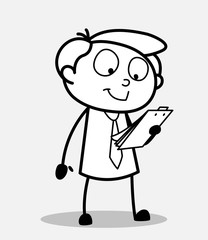 Cartoon Businessman Making a Report List