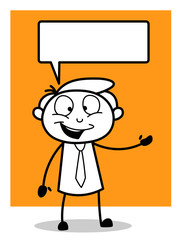 Happy Salesman with Speech Bubble