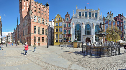 Old town of Gdansk -Stitched Panorama - obrazy, fototapety, plakaty