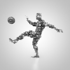Fussballspieler mit Ball abstrakt 