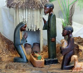 Nativity scene with the holy family from Angola in African style