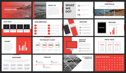 Red and white modern presentation template. You can use it presentation, flyer, leaflet, corporate report, marketing, pitch, annual report, catalog.
