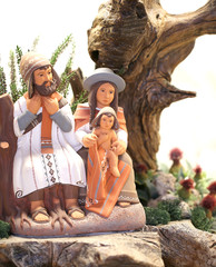 Peruvian family symbolizing the holy family of Jesus in earthenw