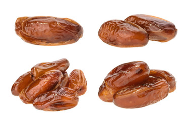 Date fruits isolated on white. without shadow