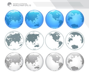 Obraz premium Globes showing earth with all continents. Dotted world globe vector.