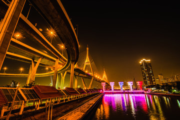 Fototapeta na wymiar Lighting on the bridge
