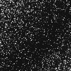 Random falling white dots. Scatter pattern with random falling white dots on black background. Vector illustration.