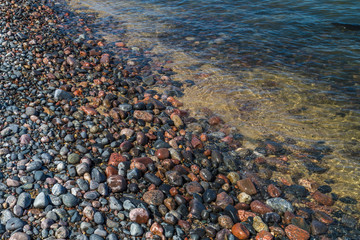 granite pebbles at seashore