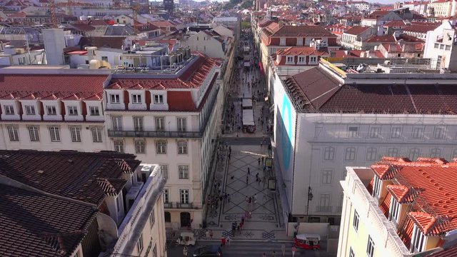 Aerial view over the city of Lisbon from Augusta street Arch - LISBON / PORTUGAL - JUNE 14, 2017