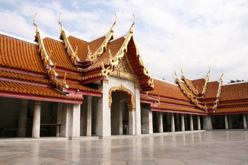 Beautiful Thai Temple Wat Benjamaborphit, temple in Bangkok, Thailand. The marble temple