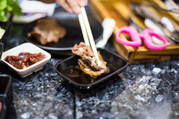 meat and beef for Bar B Que  grill - selective focus