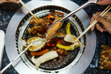 Different foods cooked on the grill - Bar B Que buffet
