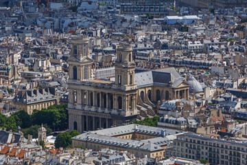 aerial view on Church of Saint-Sulpice in Paris