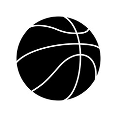 Black and White Basketball Ball Silhouette Vector Icon Isolated