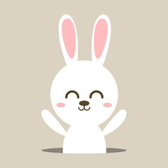 cute rabbit , easter bunny , funny animal cartoon vector illustration.